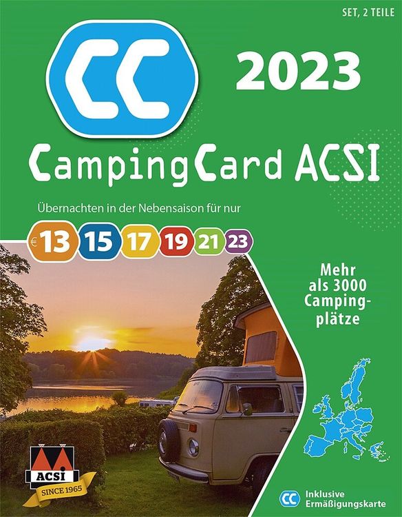 ACSI CampingCard 2023 Campingführer mit Ermäßigungskarte NEU