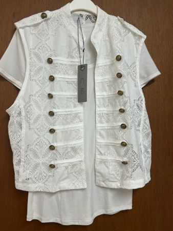 Damen Oberteil weiss Grösse S mit Spitze