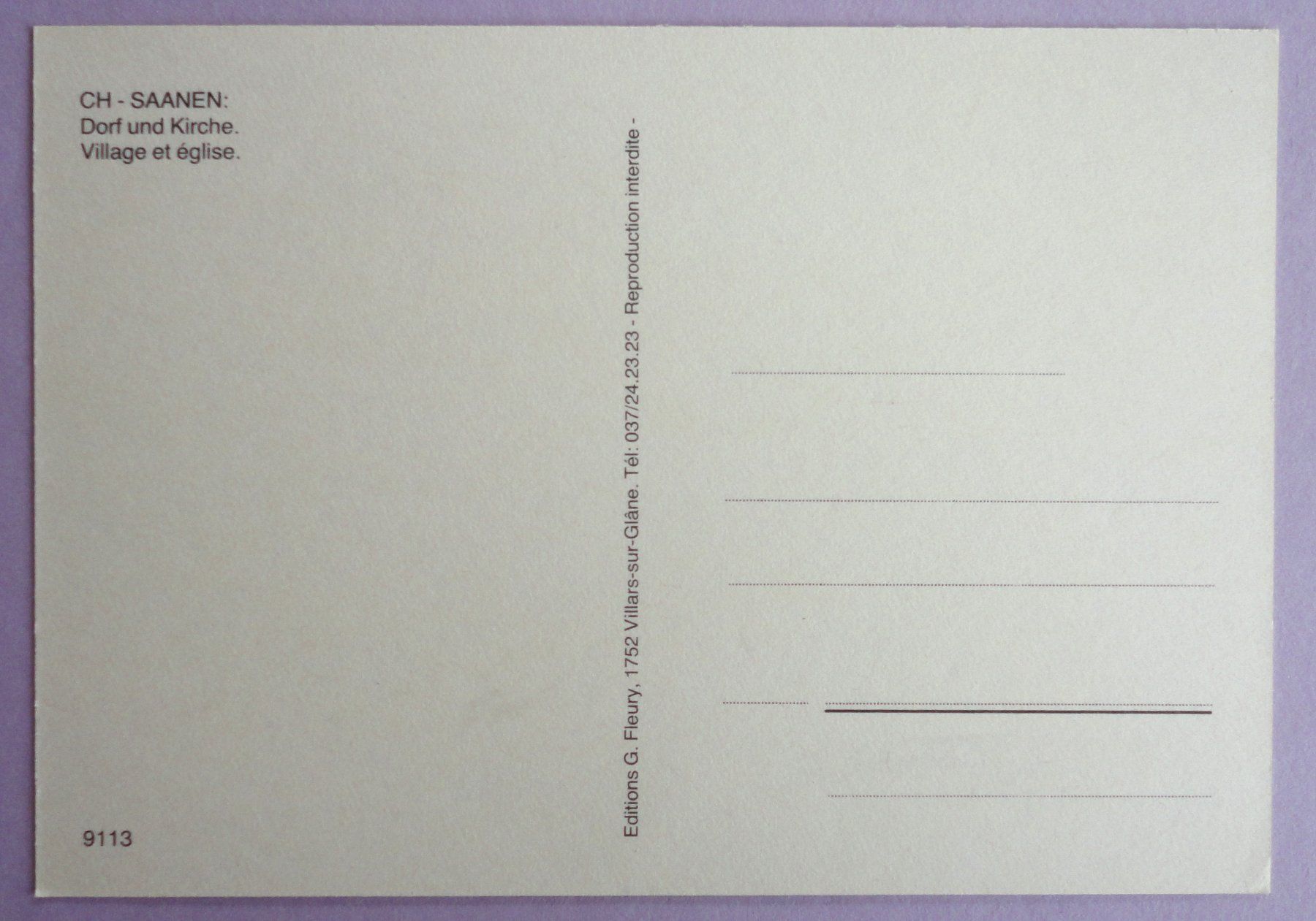 Cartoline postali: Saanen - Dorf und Kirche – Usato da Fétigny venduto da Billy2miny 1