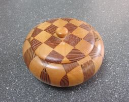 Schöne runde Deckel-Dose, Schatulle aus Holz