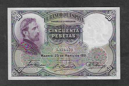 Banconote: Spanien  50  Pesetas  1931  Gebraucht  SCHöN – Usato da Gordola venduto da coinsandnotes