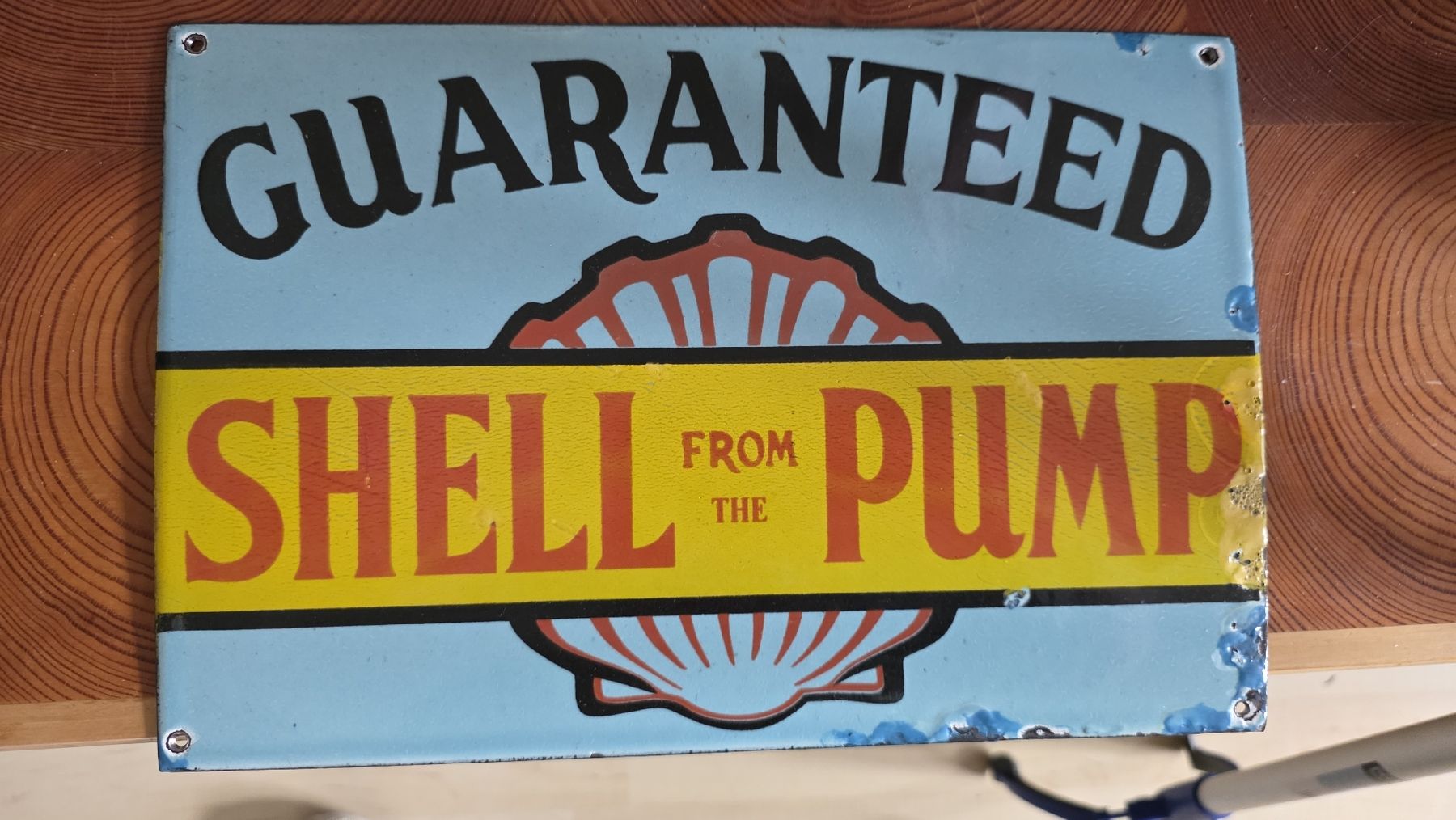 Shell Insegne: Shell Emailschild 20x30cm,schweres Stahlschild – Usato da Ettingen venduto da 1964erNachtzugfahrer