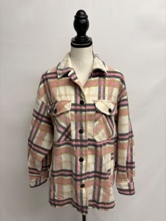 Zara Oversize Shacket Holzfällerhemd M rosa creme