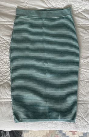 Pencil skirt Uterqüe turquoise côtelée