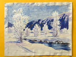 Original Aquarell Winterlandschaft unleserlich signiert 1939