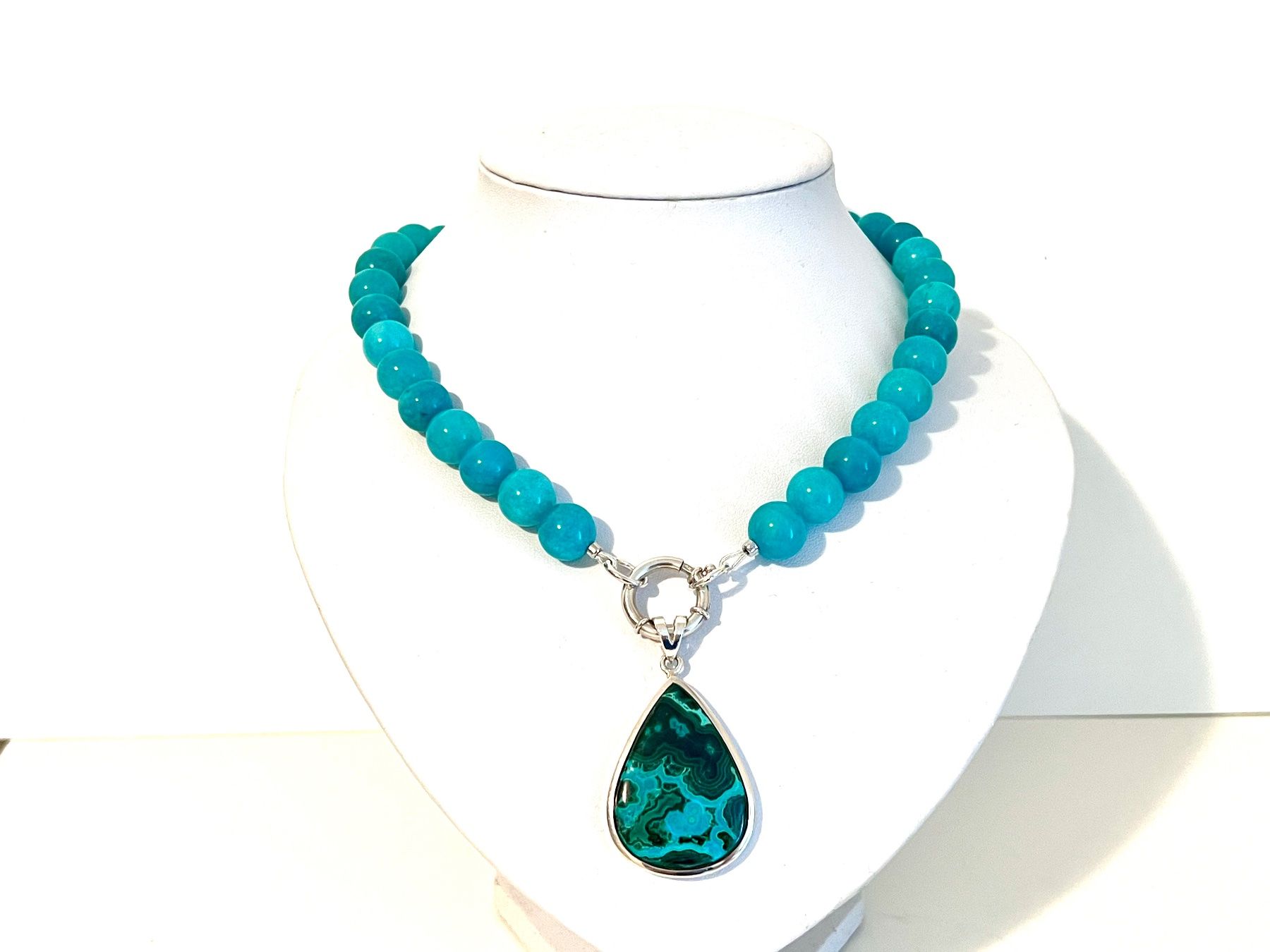 Ketten: Azur Malachite & Amazonit Necklace - Sterling Silver – Neu und originalverpackt aus Rüschlikon von ThereseJewelryDesign 6