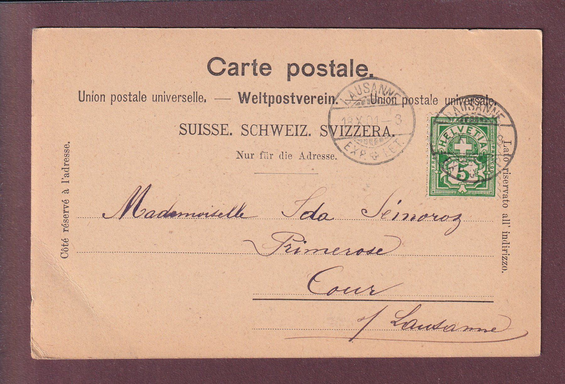 Ansichtskarten: LAUSANNE - Boulevard de Grancy - 1901 // pli d'angle // – Gebraucht aus Pully von nicecards 1