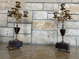 Elegantes Paar Kandelaber – Messing & Marmor – Antik Stil