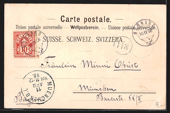 Cartoline postali: Litho Interlaken, Burg, Ortsansicht mit  – Usato da Berlin venduto da bartko-reher 1