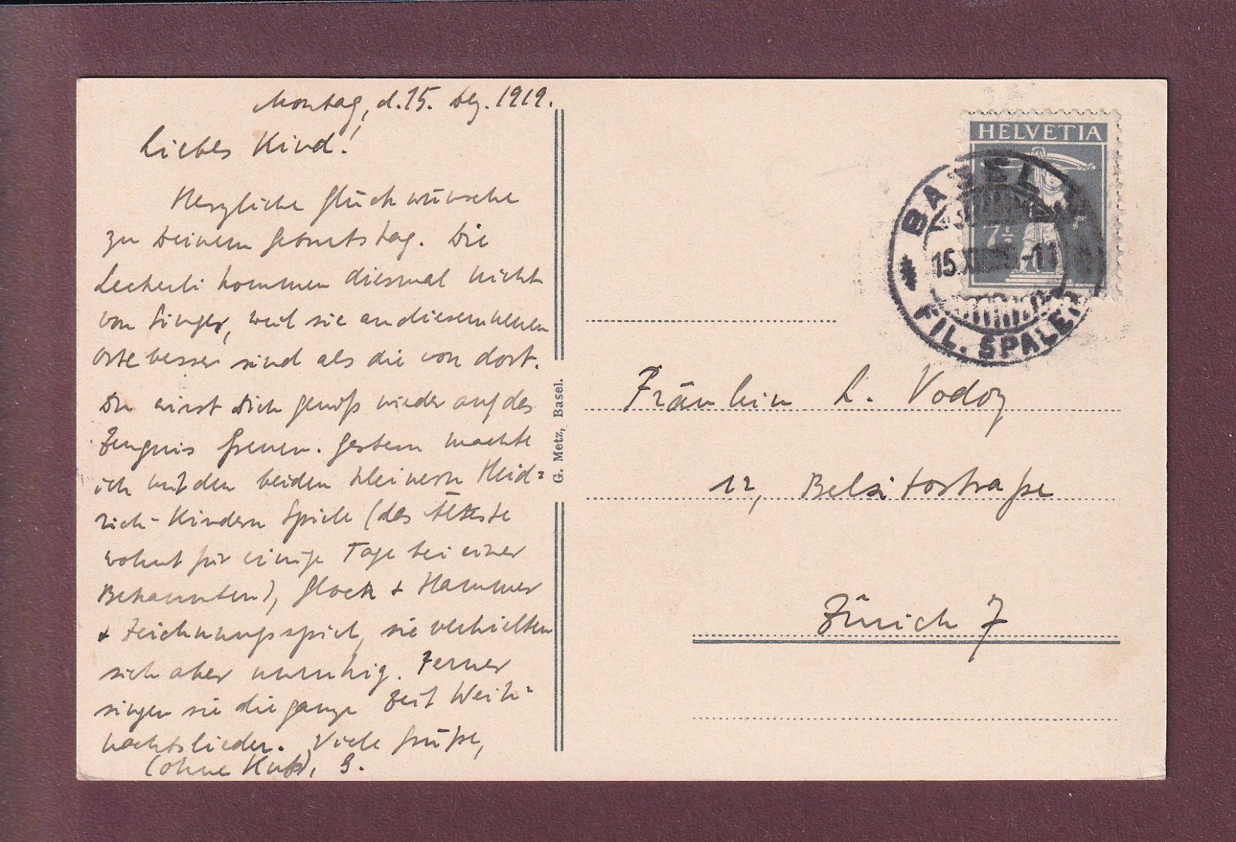 Cartes postales: BASEL - Spalentor - Leute - 1919 – D'occasion à Pully par nicecards 1