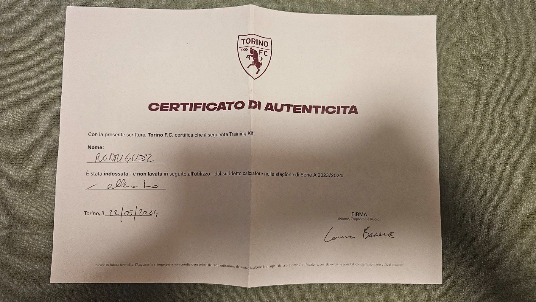 Canottiere & Pantaloni: Ricardo Rodriguez match worn Torino – Usato da St-Prex venduto da sebgav 8