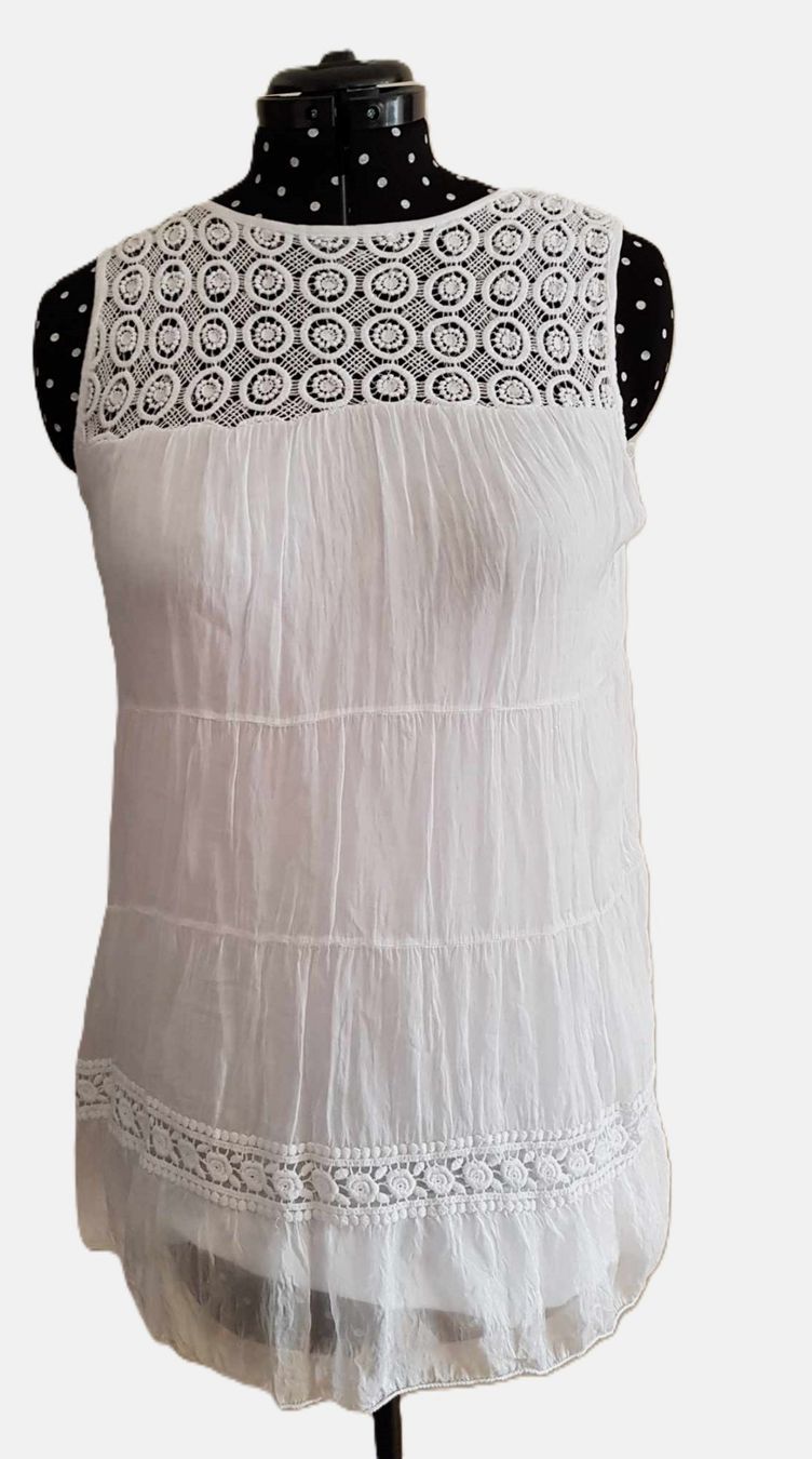 Camicette: Damenbluse Weiss Häkelbesetze Bluse – Nuovo (secondo la descrizione) da Muttenz venduto da Gepard23