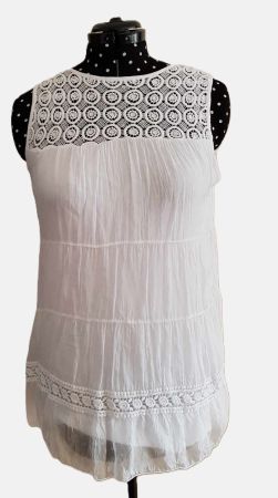 Damenbluse Weiss Häkelbesetze Bluse