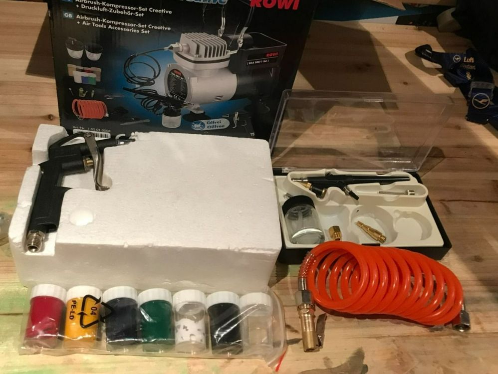 ROWI Kompressor, Airbrush-Kompressor Set + Druckluft-Zubehör (Neu und ...