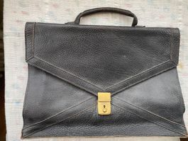 Aktentasche, leder, dunkelblau, Grösse 37cm x 26cm