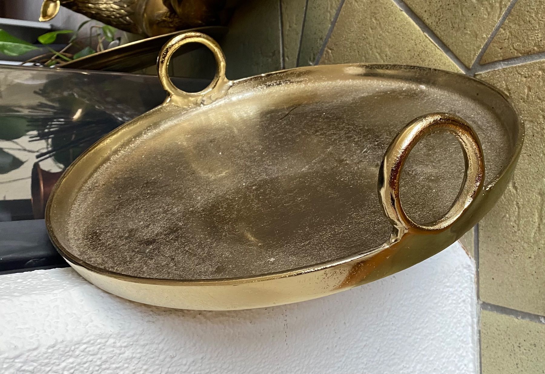 Piatti di portata: goldene Schale Messing Teller Tablett Topf – Usato da Dottikon venduto da 6571 3