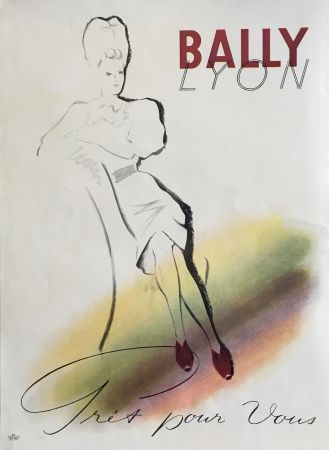 Grosse Vintage Reklame, Bally Lyon Schuhe, Schönenwerd, 1944