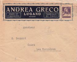 Lugano (TI)  Greco fabbrica articoli cuoio busta commerciale