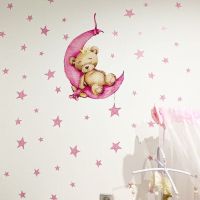 Wand Tattoo - schlafender Bär - pink