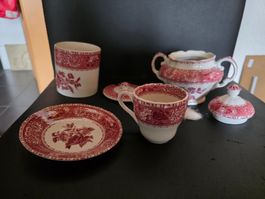 Milch Kaffee Tasse Zucker Dose Ensemble- Spode Pink Camilla