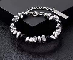 Bracciale Unisex pietra naturale e acciaio inox