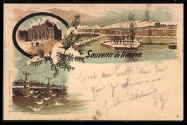 Litho Genève, Vue du lac et des quais a