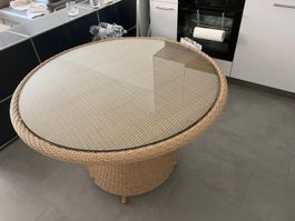 Sonnenpartner Tisch 110 cm mit Glasplatte