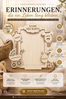 Personalisierter Baby Bilderrahmen aus Holz | Geburtsdaten |