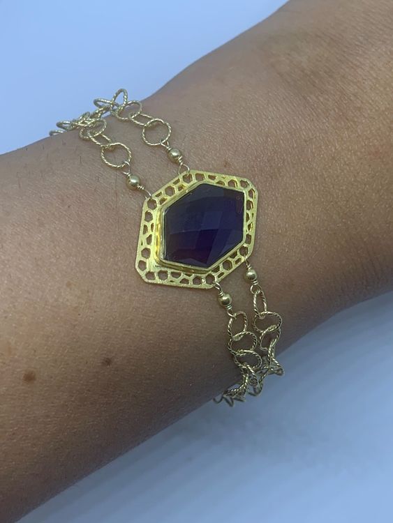ASH'S CHOICE Damen Armband Aus 925 Sterling Silber, 14K Vergoldet, Verstellbar Mit Herz-Anhänger