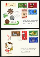 1954-57: Lot mit 4 illustrierten Satz-FDC, Werbemarken