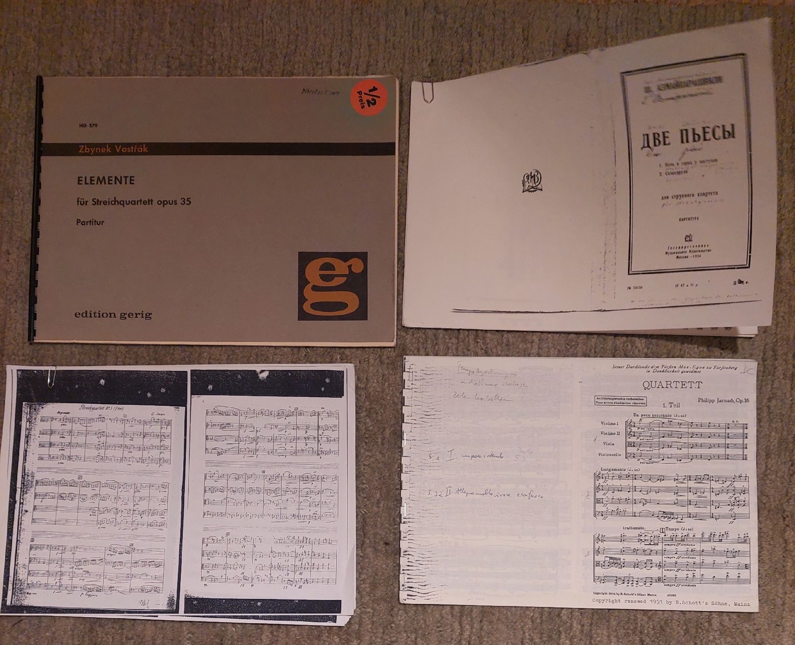 Libri: 9 große Partituren von Streichquartetten – Usato da Zürich venduto da Cortin 1