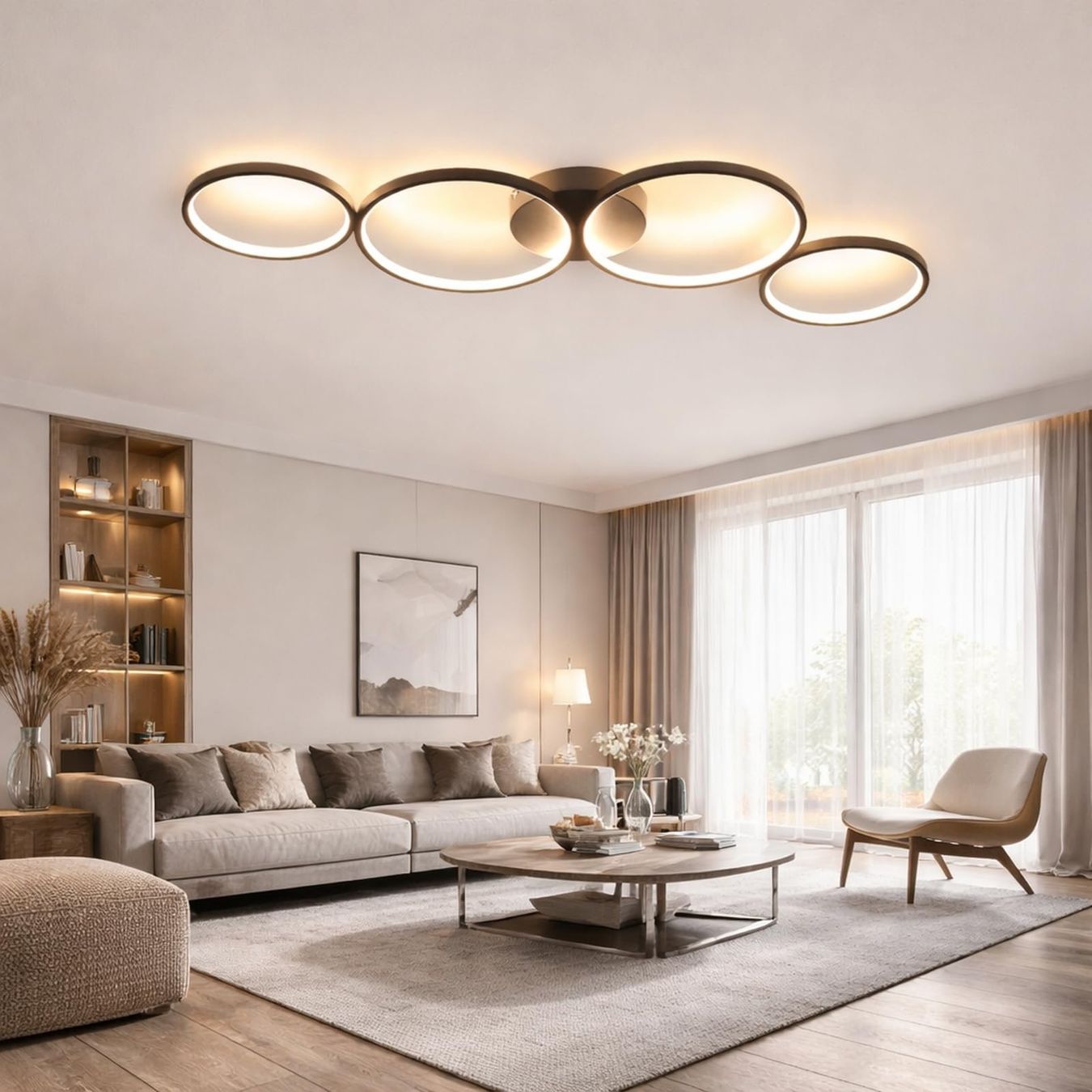 Lampadari & plafoniere: LED Deckenleuchte Deckenlampe Designlampe 4 Ringe 37W 3000K – Nuovo e nell'imballaggio originale da Basel venduto da EchoPeak 1