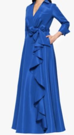 💙Royal blaues Wickelkleid - Mit Volant - Satin