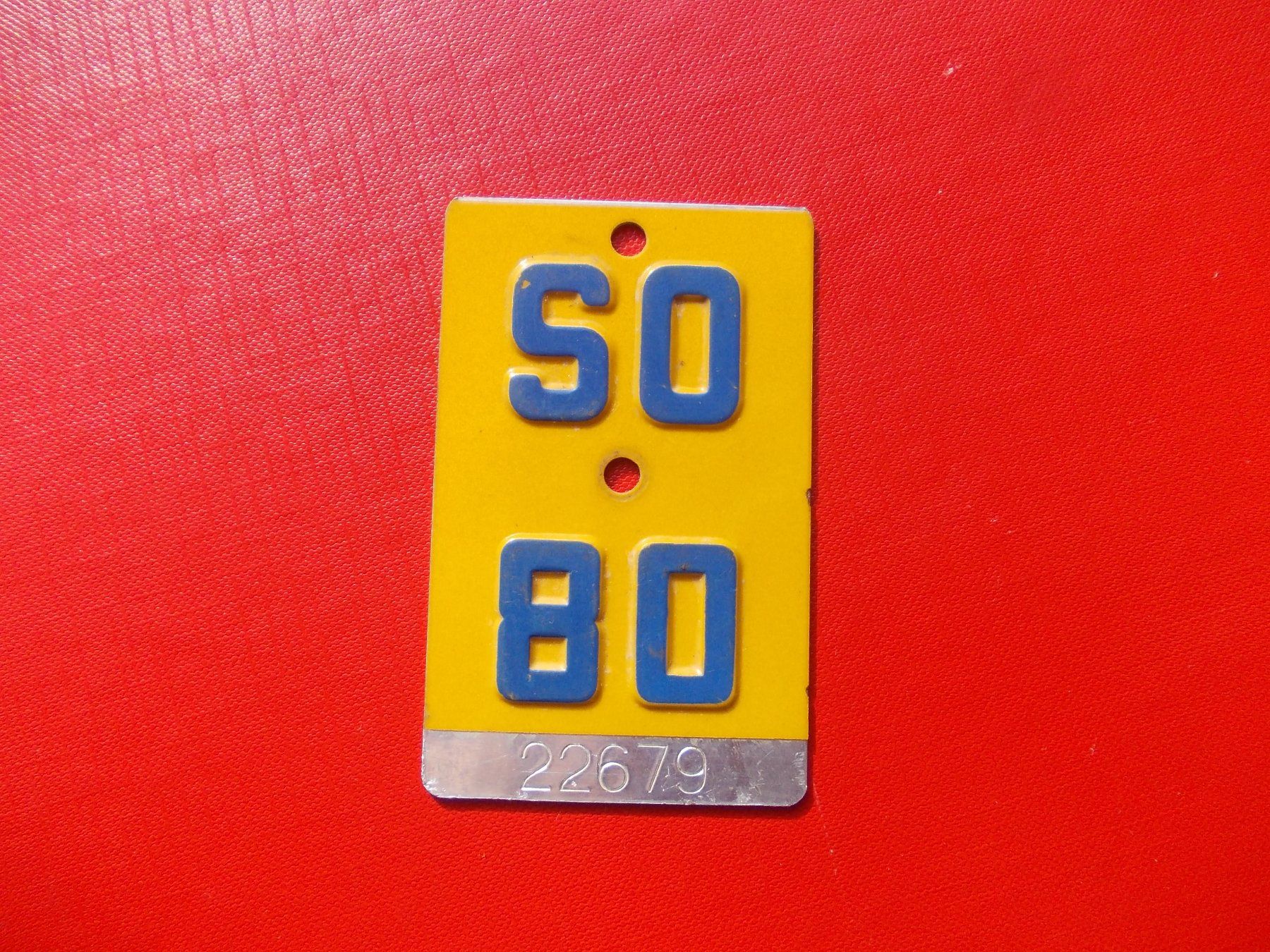 Insegne: Velonummer/Mofanummer/Töfflinummer SO 80 – Usato da Gsteigwiler venduto da HORMIGA21