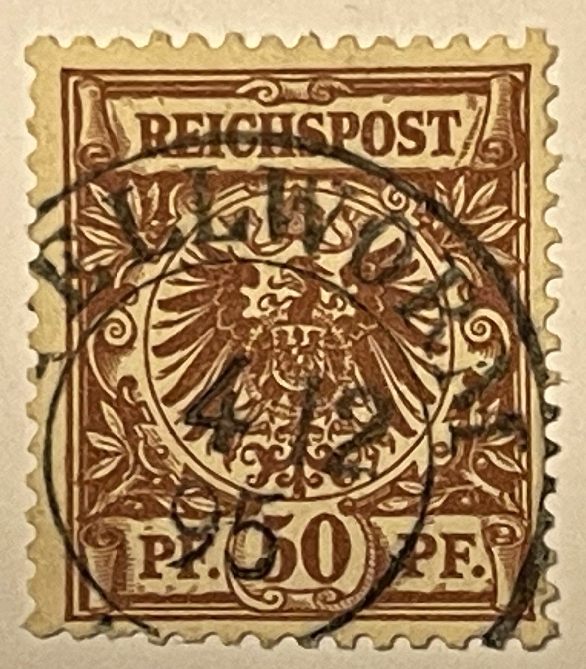 Alle Briefmarken: Reichspost 50 Pfennig – Gebraucht aus Oftringen von Vucki 1