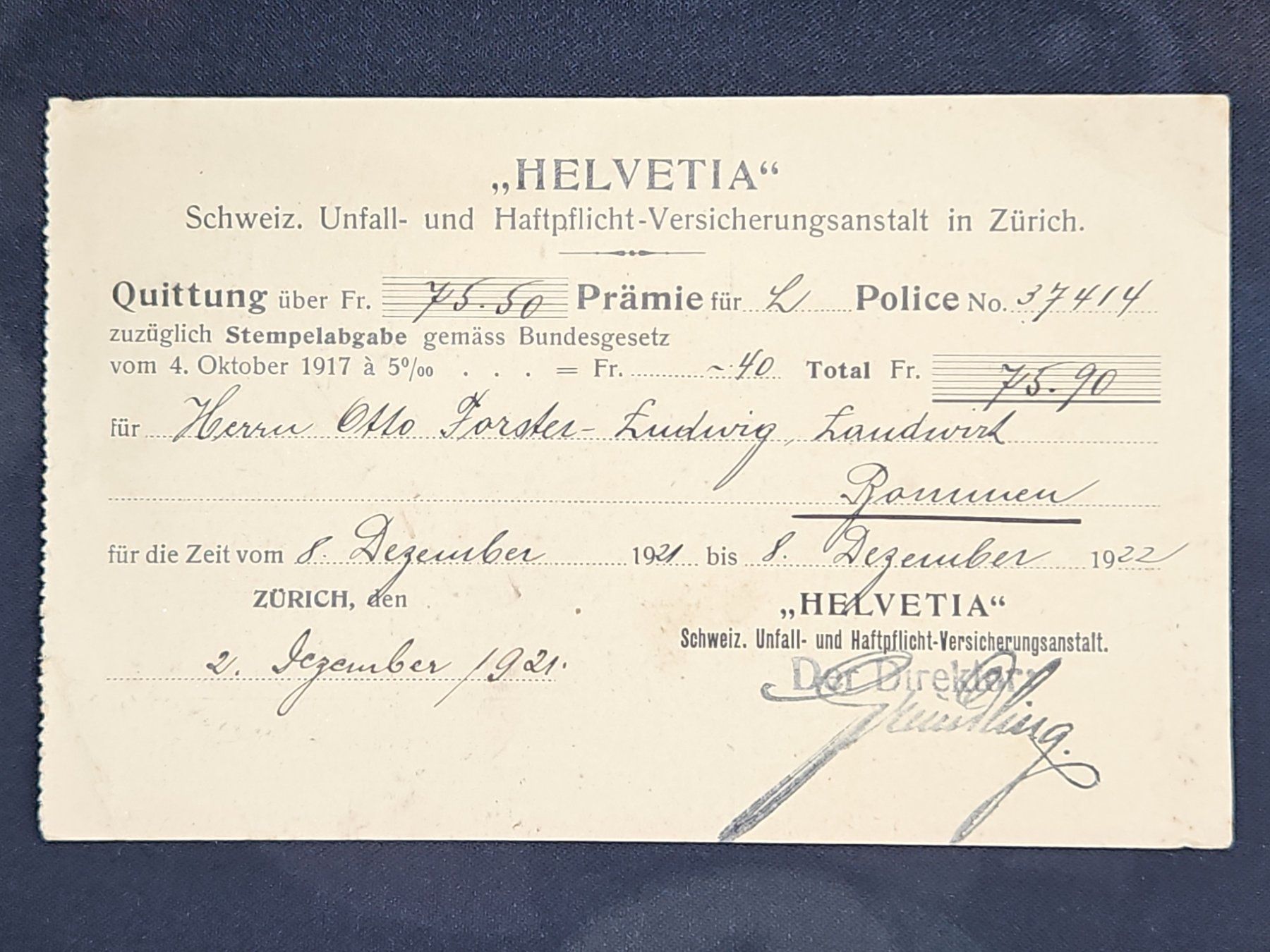 Tutti i francobolli: CL23 Carte Postale + Timbre Suisse 1921 – Usato da Cousset venduto da Patrick_Collections 1