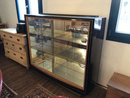 *RAUSVERKAUF* Seltene Vitrine 60er J. Holz Glas verspiegelt