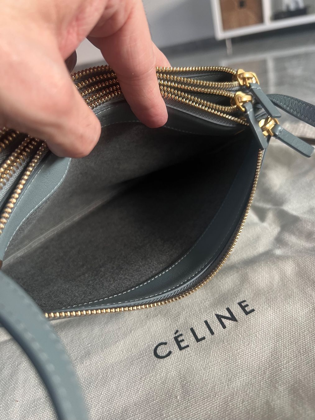 Celine Borse: Old Céline Trio in grüngrau – Nuovo (secondo la descrizione) da Siebnen venduto da Tiguli 5