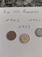 3x 50 Rappen silber 1903, 04, 53