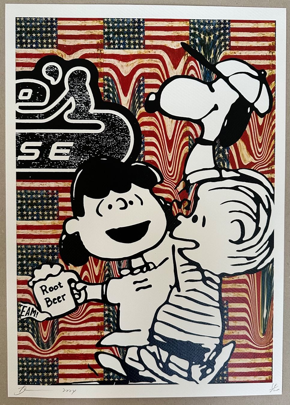 Grafiken & Lithographien: Death: Snoopy & Peanuts drinking beer, signiert 18/100 – Neu (gemäss Beschreibung) aus Meilen von Smgdesign