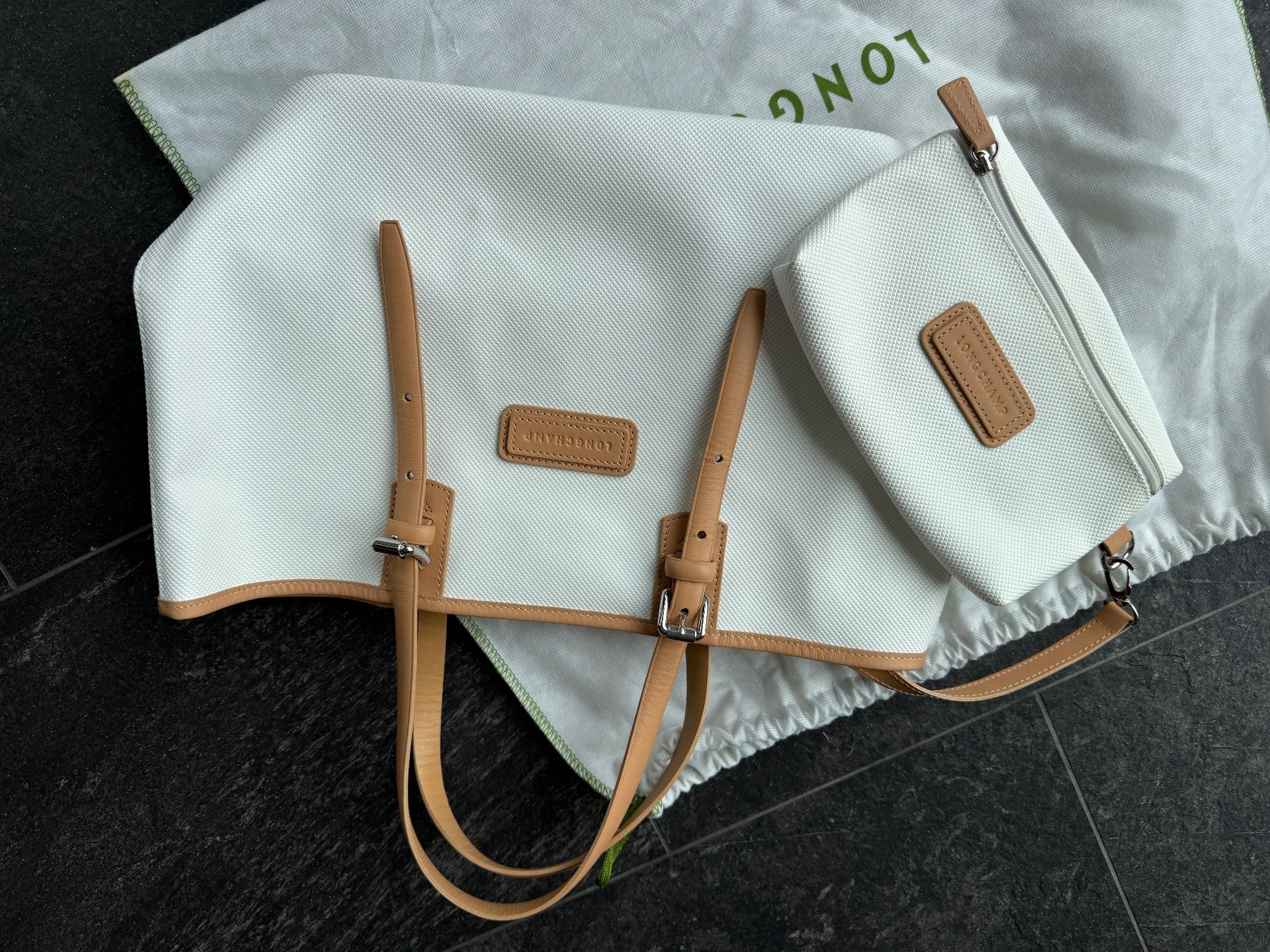 Longchamp Borse da donna: Longchamp Handtaschen-Set weiss/beige – Usato da Pontresina venduto da cumprerevender 3