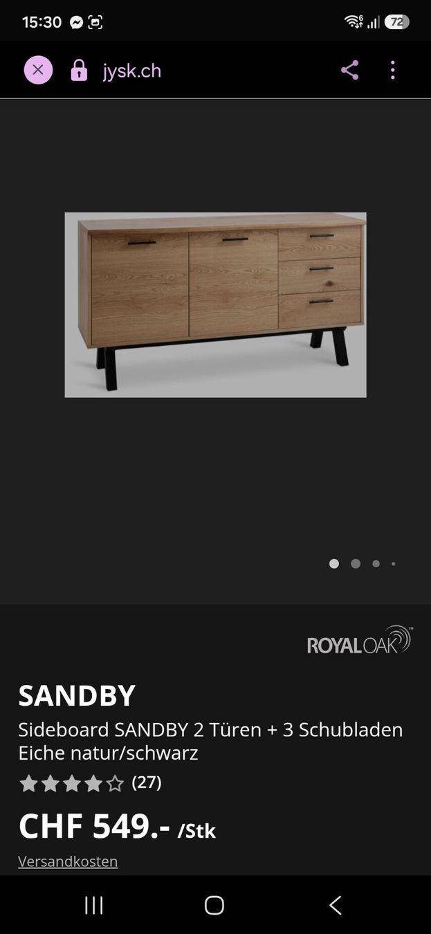 Jysk Kommoden: Sideboard Jysk Sandby Eiche schwarz gebraucht – Gebraucht aus Walzenhausen von J_Hutter 1