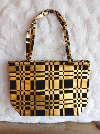 Trendige Handtasche/Shopper mit goldenem Muster, neuwertig!