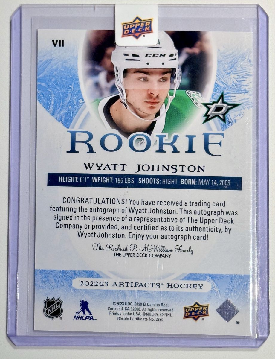 NHL Carte collezionabili: Wyatt Johnston - Upper Deck - Artifacts Rookie signée – Usato da CHÂTEL-ST-DENIS venduto da Grepson 1