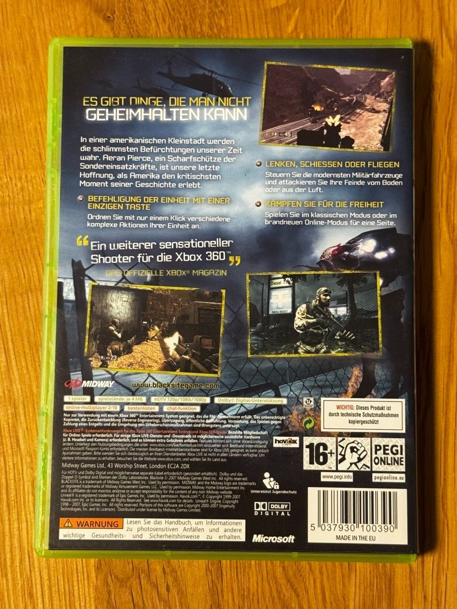 Giochi: Blacksite - CIB - Xbox 360 – Usato da Uster venduto da GamesAndStuff 1