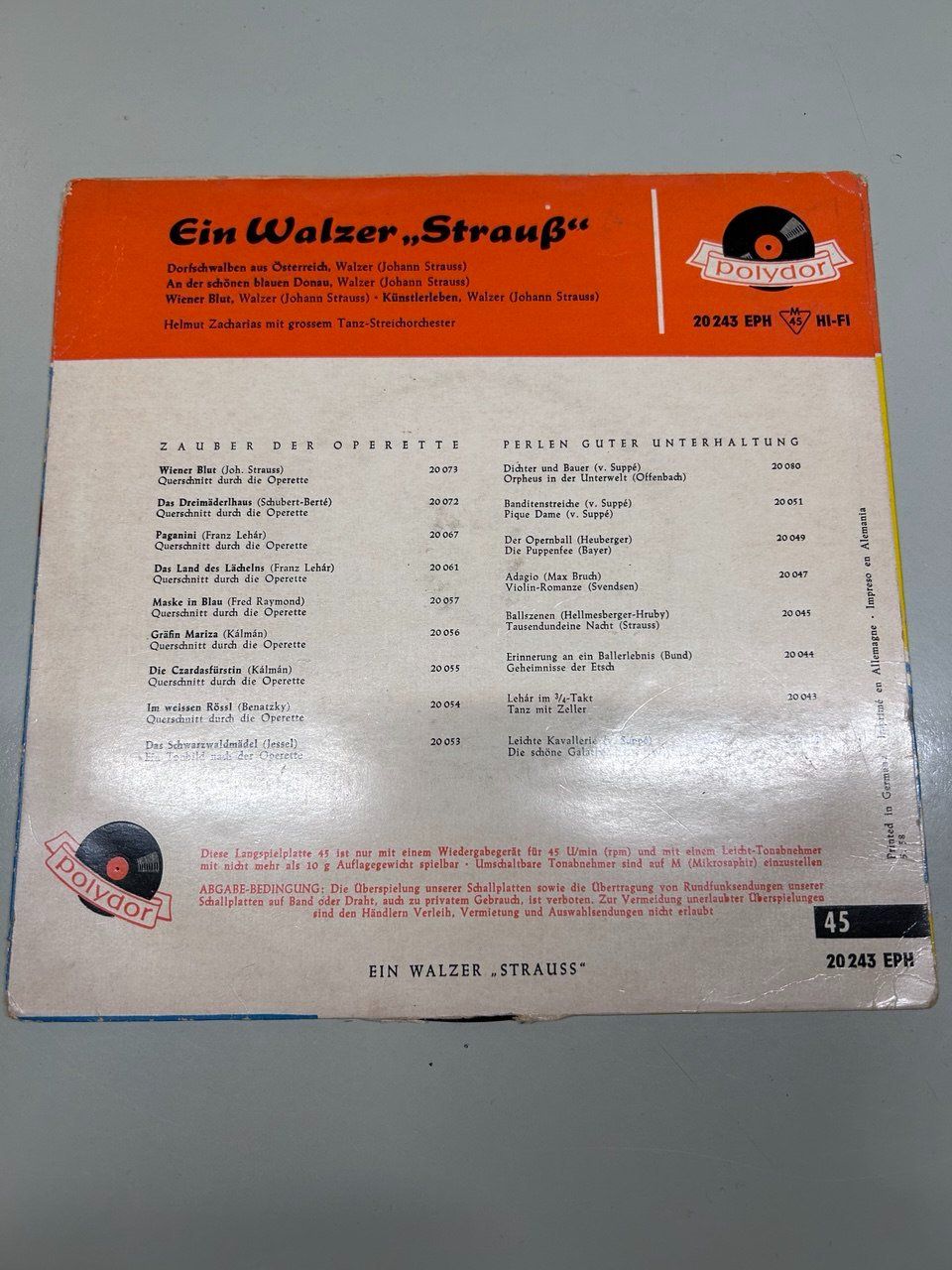 Dischi in vinile: 45 giri "Ein Walzer-'Strauß'", pubblicato nel 1958 – Usato da Giubiasco venduto da LorisVale 4