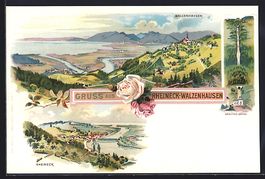 Litho Rheineck-Walzenhausen, Blick auf d