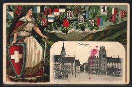 Zofingen, Strassenpartie mit Turm, Helve