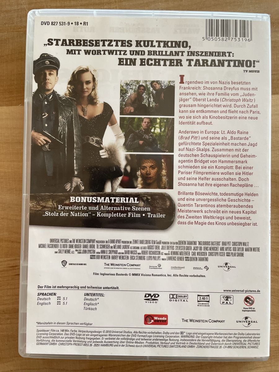 Tutti i DVDs: DVD Inglourious Basterds / Quentin Tarantino – Usato da Rümlang venduto da euqinom16 1