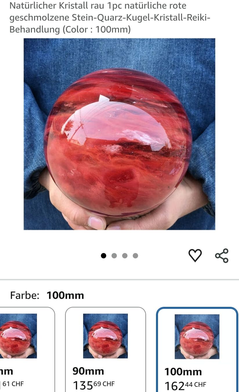 Minéraux & Lithothérapie: Kristallkugel rot mit Ständer, gebraucht – D'occasion à Gelterkinden par sar_8vcz